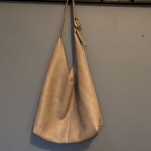 Anthropologie Love Knot Cream Leather Shoulder Bag with pouch